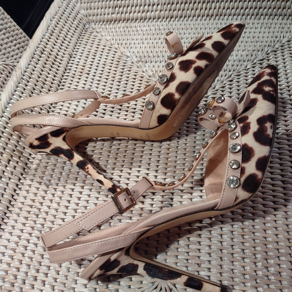 Kate Spade Leopard Calf Hair Heels Size 8 EUC - Picture 5 of 8